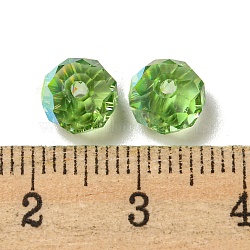 Electroplate Glass Beads, Faceted, Rondelle, Lime Green, 8x6mm, Hole: 1.6mm, 100pcs/bag(EGLA-Z004-01B-07)