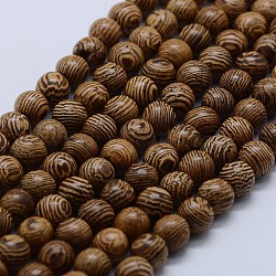 Natural Wenge Wood Beads Strands, Round, 6mm, Hole: 1mm, about 67pcs/strand, 14.2 inch(36cm)(WOOD-F006-02-6mm)