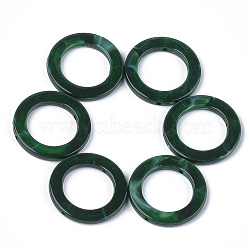 Acrylic Bead Frame, Imitation Gemstone Style, Ring, Dark Green, 41x4.5mm, Hole: 2mm, about 130pcs/500g(OACR-S021-17F)