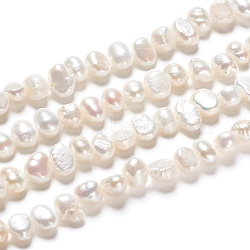 Natural Cultured Freshwater Pearl Beads Strands, Two Sides Polished, Nuggets, Antique White, 4.5~6.5x3~4x4~5.5mm, Hole: 0.5mm, about 39pcs/strand, 7.09 inch(18cm)(X-PEAR-I004-08B)