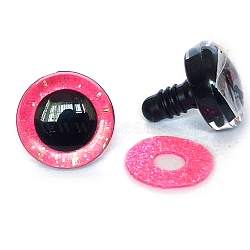 Glitter ABS Plastic Craft Doll Eyes, Safety Eyes, Stuffed Toy Eyes, Half Round, Deep Pink, 12mm(PW-WG58787-28)