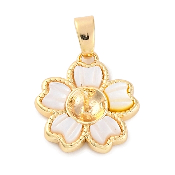 Brass Pendant Bails, with Rsein, Bead Cap Bails, Flower, Real 14K Gold Plated, 15x14x5mm, Hole: 3x4.5mm