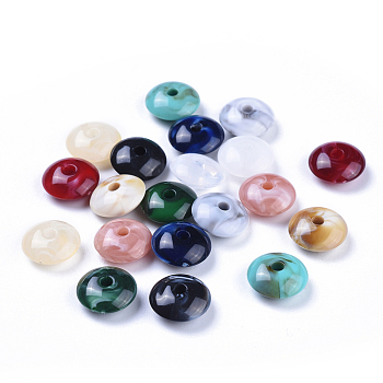 Acrylic Beads, Imitation Gemstone Style, Rondelle, Mixed Color, 14x6mm, Hole: 2.5mm
