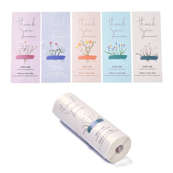 Thank You for Your Purchase Label Stickers Rolls, Rectangular Stickers for Small Business, Flower Pattern, 10.5x3.4cm