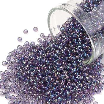 TOHO Round Seed Beads, Japanese Seed Beads, (166D) Transparent AB Sugar Plum, 11/0, 2.2mm, Hole: 0.8mm, about 1110pcs/10g