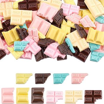 CHGCRAFT 94Pcs Resin Cabochons, Chocolate Shape, Imitation Food, Mixed Color, 19~26x12.5~22.5x3.5~6.5mm