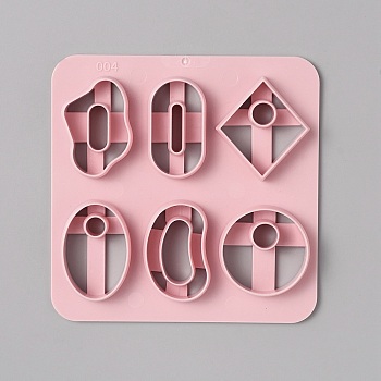 ABS Plastic Clay Cutters, Clay Molds, Round/Oval, Rhombus, 10x10x1cm, Inner Diameter: 3.1~3.5x1.8~3cm