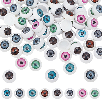 Elite 80Pcs 8 Colors Plastic Craft Eyes, Hollow Eyeballs, Doll Making Accessories, Half Round, Mixed Color, 12x6~7mm, 10pcs/color