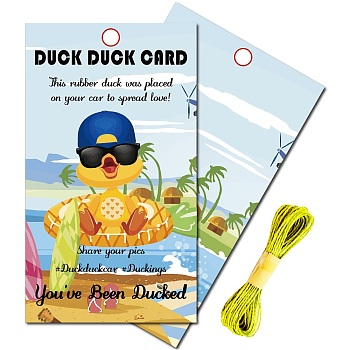 CREATCABIN 50Pcs Paper Card, Greeting Card, Duck Theme Card, Rectangle, Beach Theme Pattern, 87.5x50mm