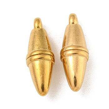 Ion Plating(IP) 304 Stainless Steel Pendants, Bullet Charm, Real 18K Gold Plated, 20.5x6.5x7mm, Hole: 1.6mm