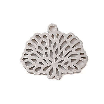 Non-Tarnish 304 Stainless Steel Pendants, Laser Cut, Hollow Birth Flower Charm, Stainless Steel Color, November Chrysanthemum, 11.5x13.5x1mm, Hole: 1.2mm