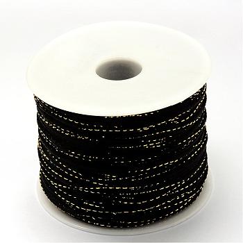 Metallic Stain Beads String Cords, Nylon Mouse Tail Cord, Black, 1.5mm, about 100yards/roll(300 feet/roll)