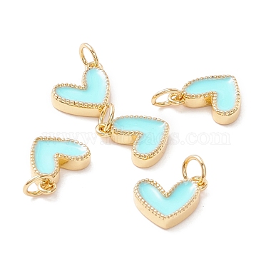 Real 18K Gold Plated Aqua Heart Brass+Enamel Pendants