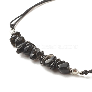 bracelet de perles tressées en copeaux d'obsidienne naturelle(X-BJEW-JB08019-08)-4
