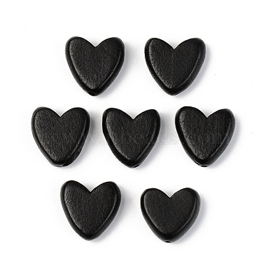 16mm Black Heart Wood Beads