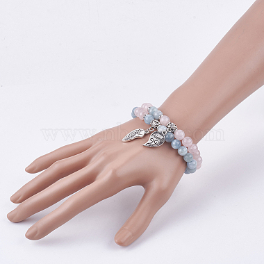 Natural Gemstone Charm Stretch Bracelets(BJEW-JB03162)-3