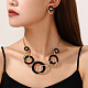 Alloy Enamel Pendant Necklaces & Stud Dangle Earrings Sets(FS-WG52143-01)-1