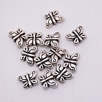 Tibetan Style Alloy Beads, Butterfly, Antique Silver, 8x11x3.5mm, Hole: 0.7mm(TIBEB-WH0001-01AS)