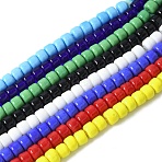 Handmade Lampwork Beads Strands, Rondelle, Mixed Color, 7.5x5.5mm, Hole: 1.5~1.8mm, about 40pcs/strand, 9.35''(23.75cm)(LAMP-I030-02)