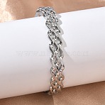 304 Stainless Steel Cuff Bangles for Women, Wave, Stainless Steel Color, Inner Diameter: 2.05x2.32 inch(5.2x5.9cm)(BJEW-A160-04P)
