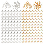 200Pcs 2 Colors Brass Bead Caps, Flower, Golden & Silver, 10x8mm, Hole: 1.4mm, 100pcs/color(FIND-GO0003-29)