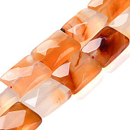 Natural Agate Beads Strands, Faceted Rhombus Cut, Rectangle, 17x12x7mm, Hole: 1.2mm, about 23pcs/strand, 14.76''(37.5cm)(G-H024-G01-01)