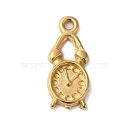 Ion Plating(IP) 304 Stainless Steel Pendant Rhinestone Settings, Alarm Clock, Real 18K Gold Plated, Fit for 1mm Rhinestone,20x8x2mm, Hole: 1.6mm(STAS-N103-42G)