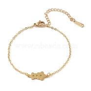 304 Stainless Steel Bracelets, Flower, Real 18K Gold Plated, 7 inch(17.7cm)(BJEW-Q340-04G)