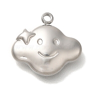 Anti-Tarnish 304 Stainless Steel Charms, Cloud with Star Charm, Stainless Steel Color, 12.5x13.5x2.8mm, Hole: 1.4mm(STAS-P371-102P)