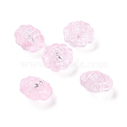 Transparent Spray Painted Glass Beads, Sunflower, Pearl Pink, 15x10mm, Hole: 1.2mm(GLAA-I050-06H)