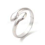 304 Stainless Steel Cuff Rings, Snake Open Finger Rings for Women Men, Stainless Steel Color, 3~11.5mm, Inner Diameter: US Size 8 1/4(18.3mm)(RJEW-E063-23P)