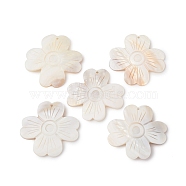 Natural Freshwater Shell Big Pendants, Flower Charms, 56~58x56~58x9mm, Hole: 2mm(BSHE-G033-08)