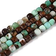 Natrual Green Opal Beads Strands, Faceted, Cube, 4~5x4~5x4~5mm, Hole: 0.8mm, about 92~105pcs/strand, 14.96~15.35 inch(38~39cm)(G-N342-121)