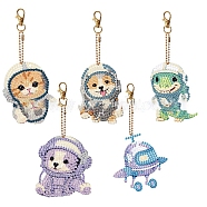 Animal Spaceman DIY Diamond Painting Kit, Including Resin Rhinestones Bag, Diamond Sticky Pen, Tray Plate and Glue Clay and Metal Findings, Mixed Color, Pendant: 74x65mm(PW-WG21165-01)