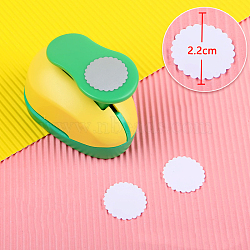 Plastic Paper Craft Hole Punches, Paper Puncher for DIY Paper Cutter Crafts & Scrapbooking, Random Color, Wave Edge, Round Pattern, 70x40x60mm(KICR-PW0001-12-04)