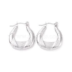 Non-Tarnish 304 Stainless Steel Hoop Earrings for Women, Teardrop, Stainless Steel Color, 22x20x3.5mm, Pin: 0.8mm(EJEW-F287-10P)