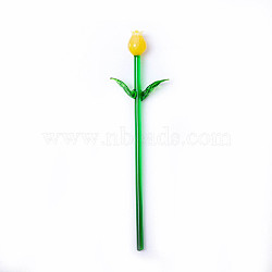 Glass Flower Display Decorations, for Home Desktop Decoration, Yellow, 173x50mm(PW23041854547)