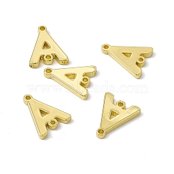 Rack Plating Brass Letter Connector Charms, for Personalized Name Necklace Making, Real 18K Gold Plated, Long-Lasting Plated, Cadmium Free & Nickel Free & Lead Free, Letter.A, 12x9.5x1.5mm, Hole: 1mm(KK-C007-38G-A)