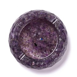 Resin with Natural Amethyst Chip Stones Ashtray, Home OFFice Tabletop Decoration, Flat Round, 98x24mm, Inner Diameter: 67mm(DJEW-F015-06B)