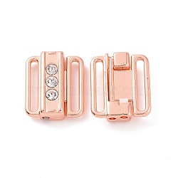 Zinc Alloy Rhinestone Bikini Clips, Bra Clasp Replacement Part, Lingerie Front Closure, Rose Gold, 15x13x5mm, Inner Diameter: 11.5x1.5mm(FIND-WH0032-07RG)