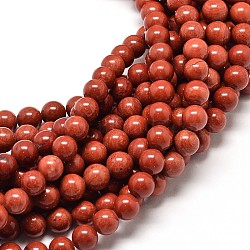 Natural Red Jasper Round Bead Strands, Dyed, 8mm, Hole: 1mm, about 49pcs/strand, 16 inch(G-P072-15-8mm)