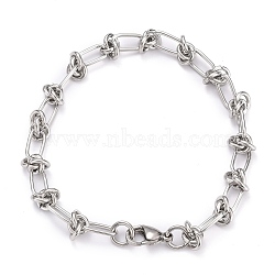 304 Stainless Steel Link Chain Bracelets, with Lobster Claw Clasps, Stainless Steel Color, 8 inch(20.3cm)(X-BJEW-Z011-09P)