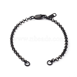 Handmade 304 Stainless Steel Rolo Chain Bracelets Making Accessories, with Jump Rings, Lobster Claw Clasps, Chain Tabs, Electrophoresis Black, 6-1/2x1/8 inch(16.5x0.3cm)(AJEW-JB01026-02)