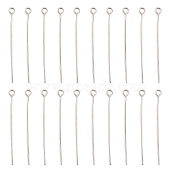 Iron Eye Pins, Cadmium Free & Lead Free, Platinum, 21 Gauge, 38x0.7mm, Hole: 2mm(IFIN-FS0001-31D)