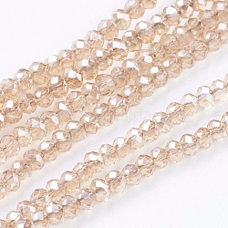 Electroplate Glass Beads Strands, Full Rainbow Plated, Faceted, Rondelle, Tan, 3x2mm, Hole: 1mm, about 160~165pcs/strand, 15.35 inch~15.75 inch(39~40cm)(EGLA-J025-F16)