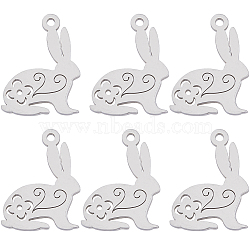16Pcs 201 Stainless Steel Pendants, Easter Bunny, Stainless Steel Color, 19x14x1mm, Hole: 1.2mm(STAS-SC0006-34)