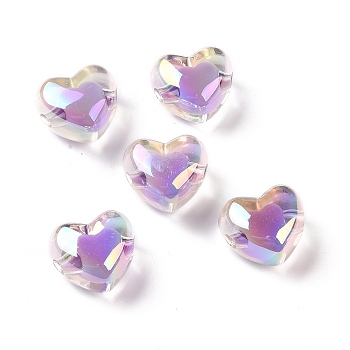 Transparent Acrylic Beads, Bead in Bead, AB Color Plated, Heart, Medium Purple, 19x21.5x14mm, Hole: 3.5mm