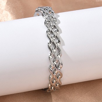 304 Stainless Steel Cuff Bangles for Women, Wave, Stainless Steel Color, Inner Diameter: 2.05x2.32 inch(5.2x5.9cm)
