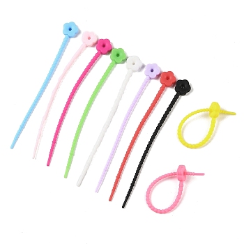 Flower Shape Silicone Cable Zip Ties, Cord Organizer Strap, for Wire Management, Mixed Color, 130x14x5mm