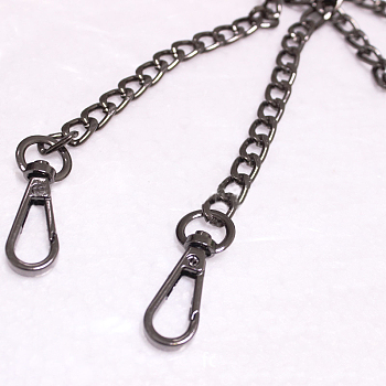 Iron Handbag Chain Straps, with Clasps, for Handbag or Shoulder Bag Replacement, Gunmetal, 40x0.8x0.2cm